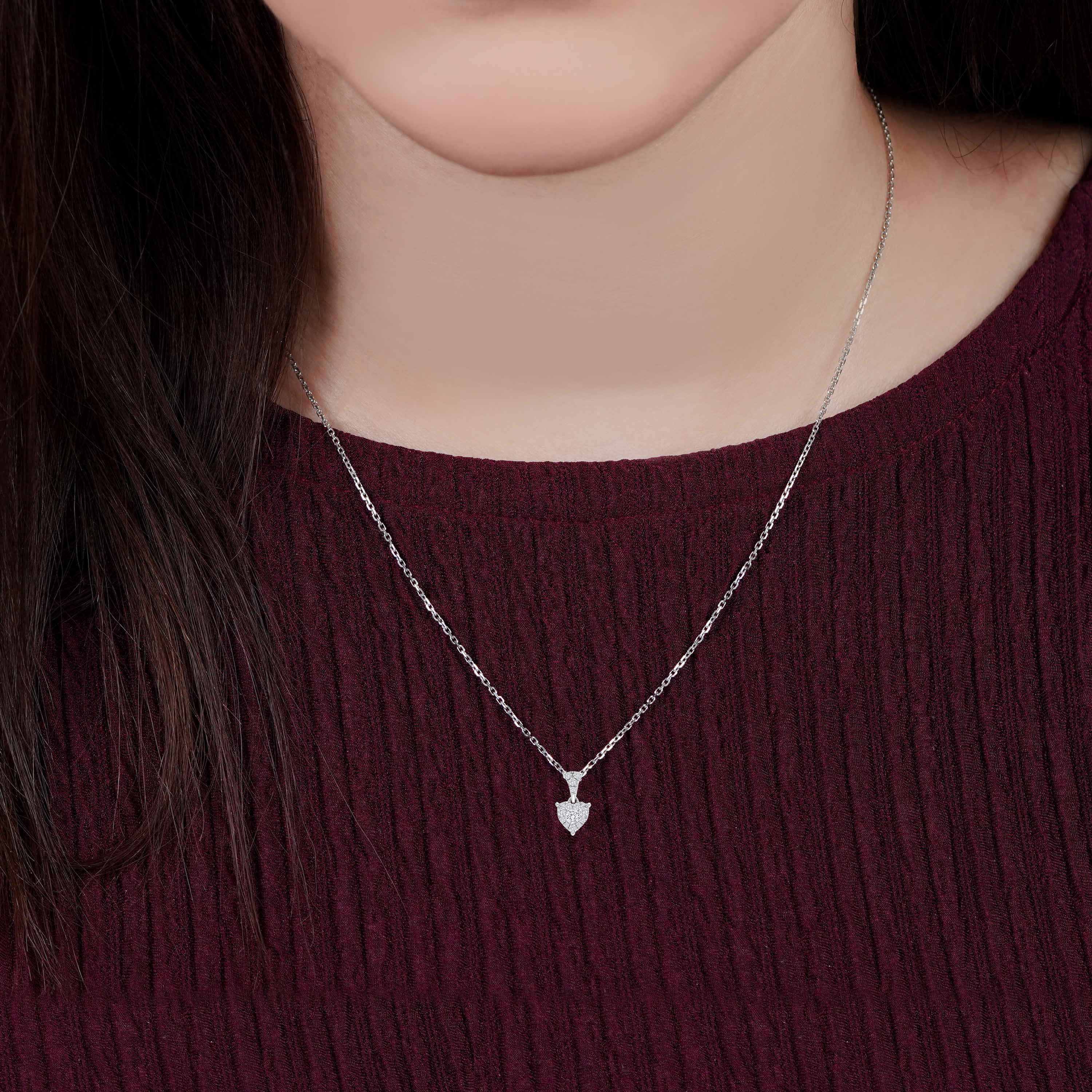 18K White Gold Diamond Heart Necklace – 365 Collection