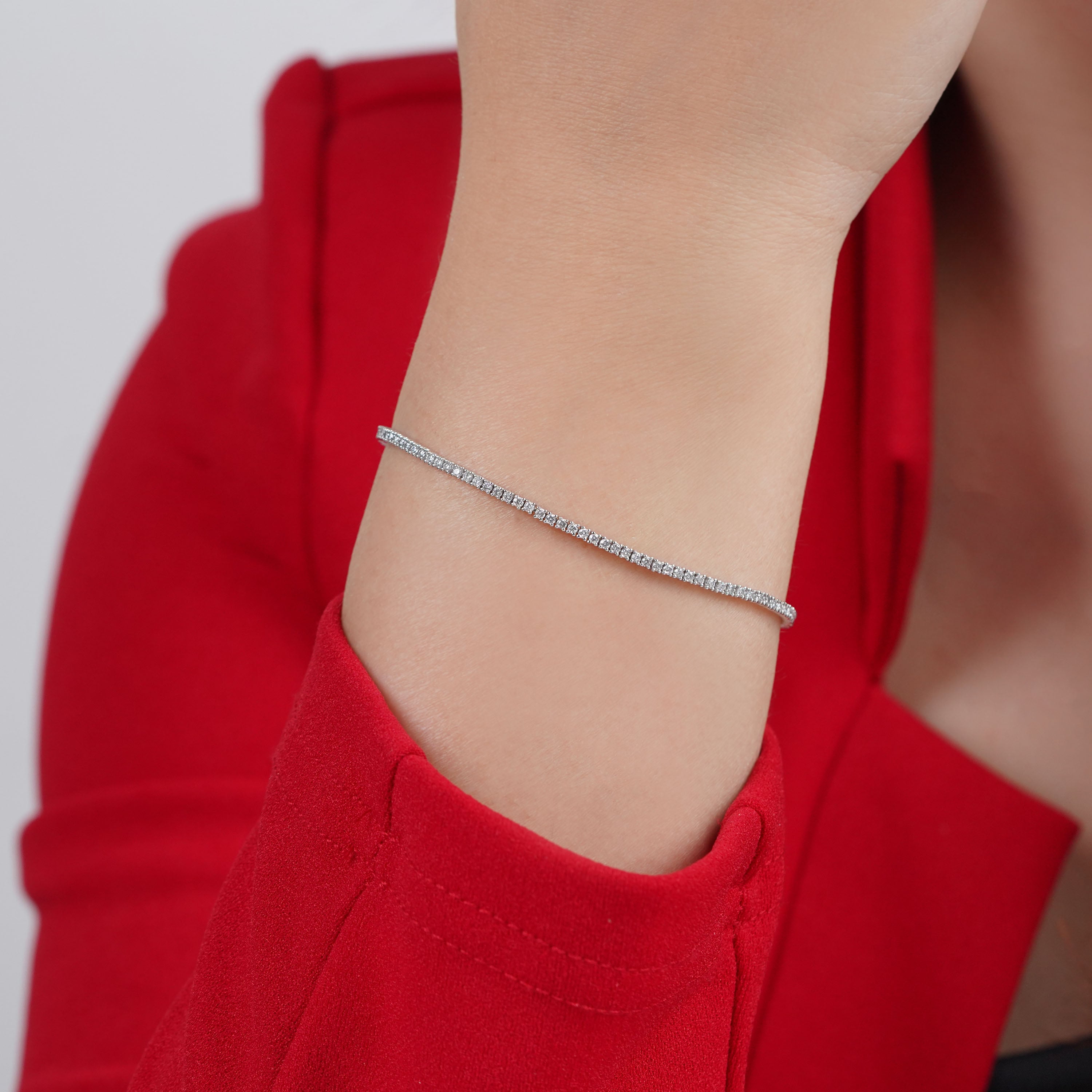 Tennis Diamond Bracelet White Gold Dazzling Diamonds Jawhara