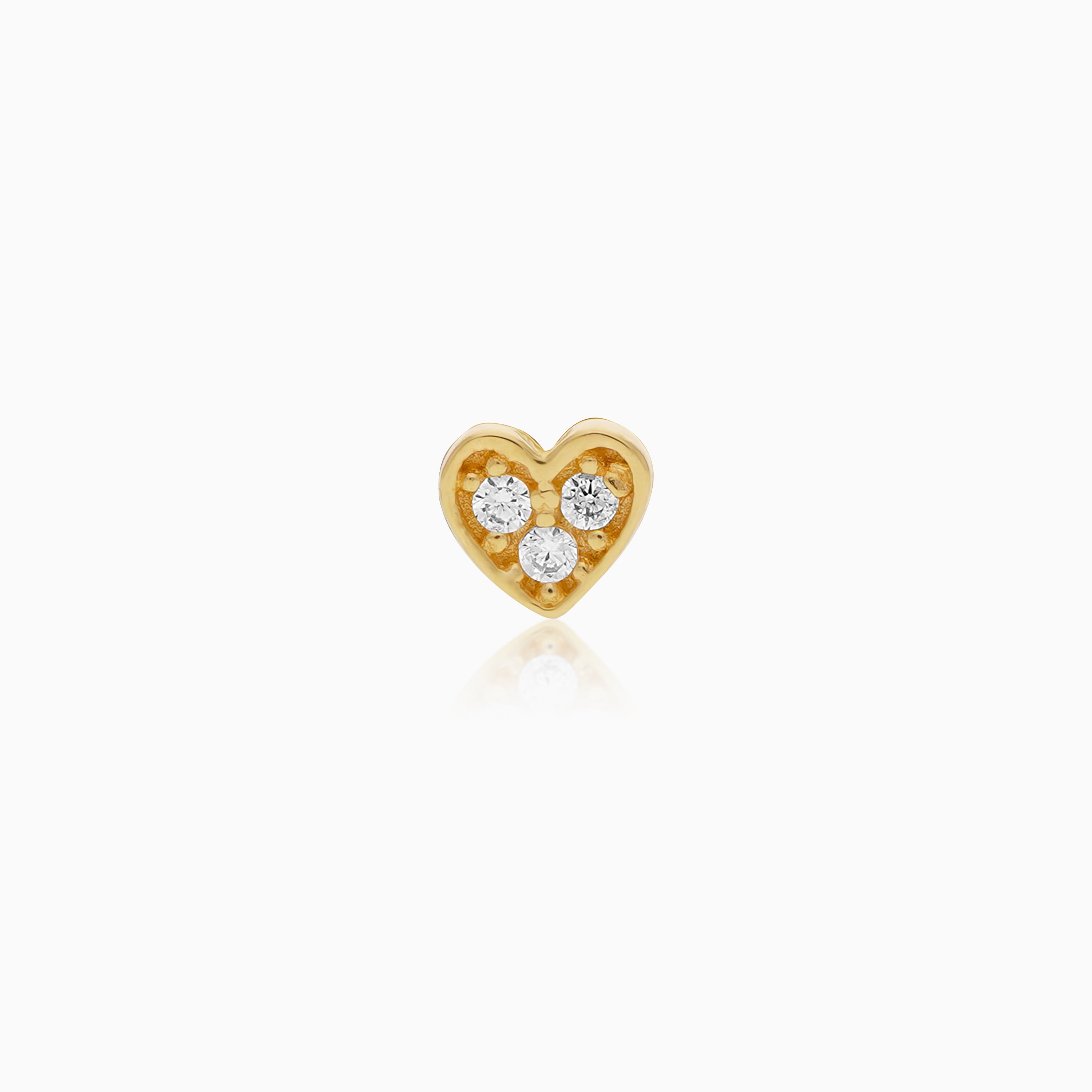 Elegant 18k Yellow Gold Heart Earrings with Zircon Jawhara Jewellery