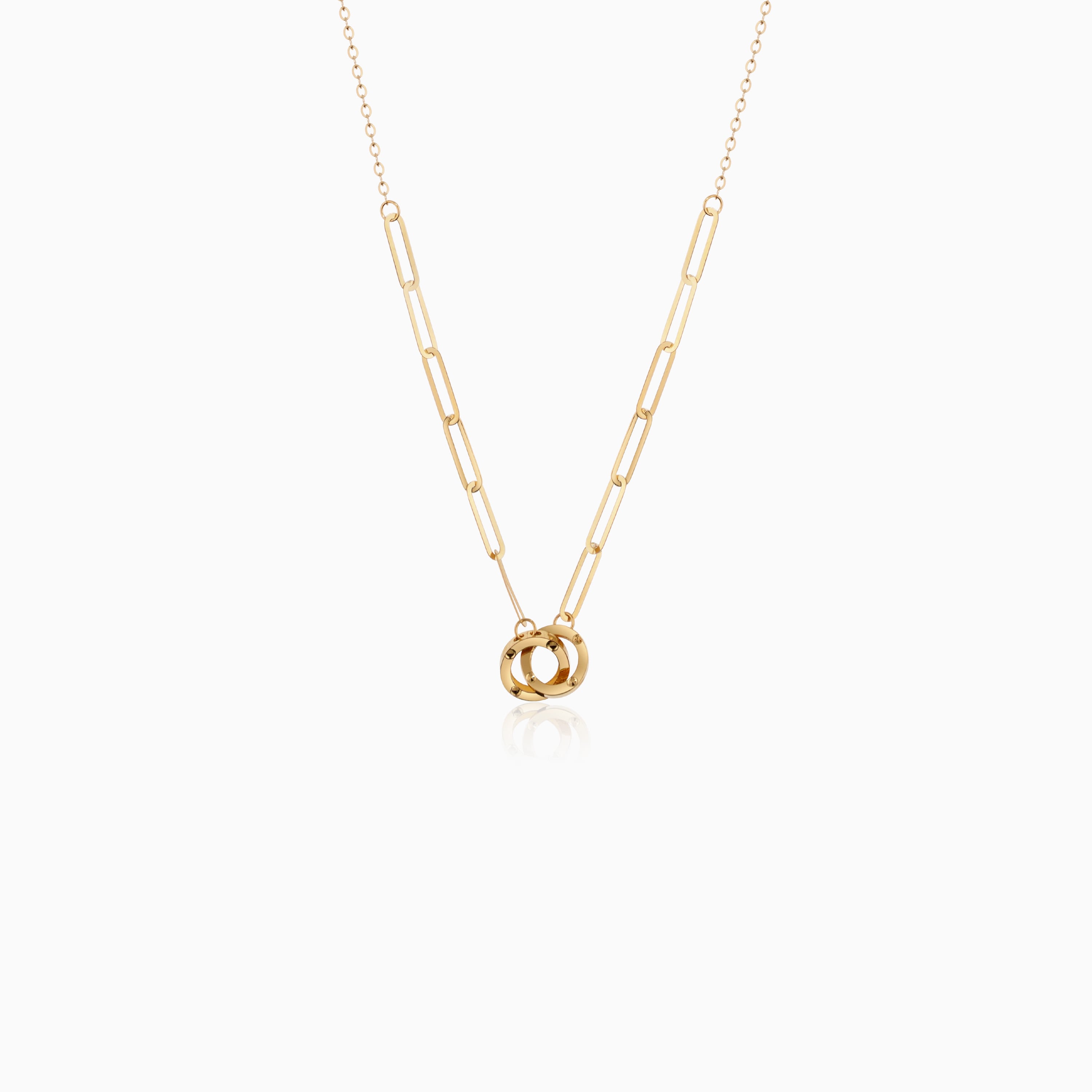 18K Yellow Gold Necklace with Circle Link Charms l Women Jawhara