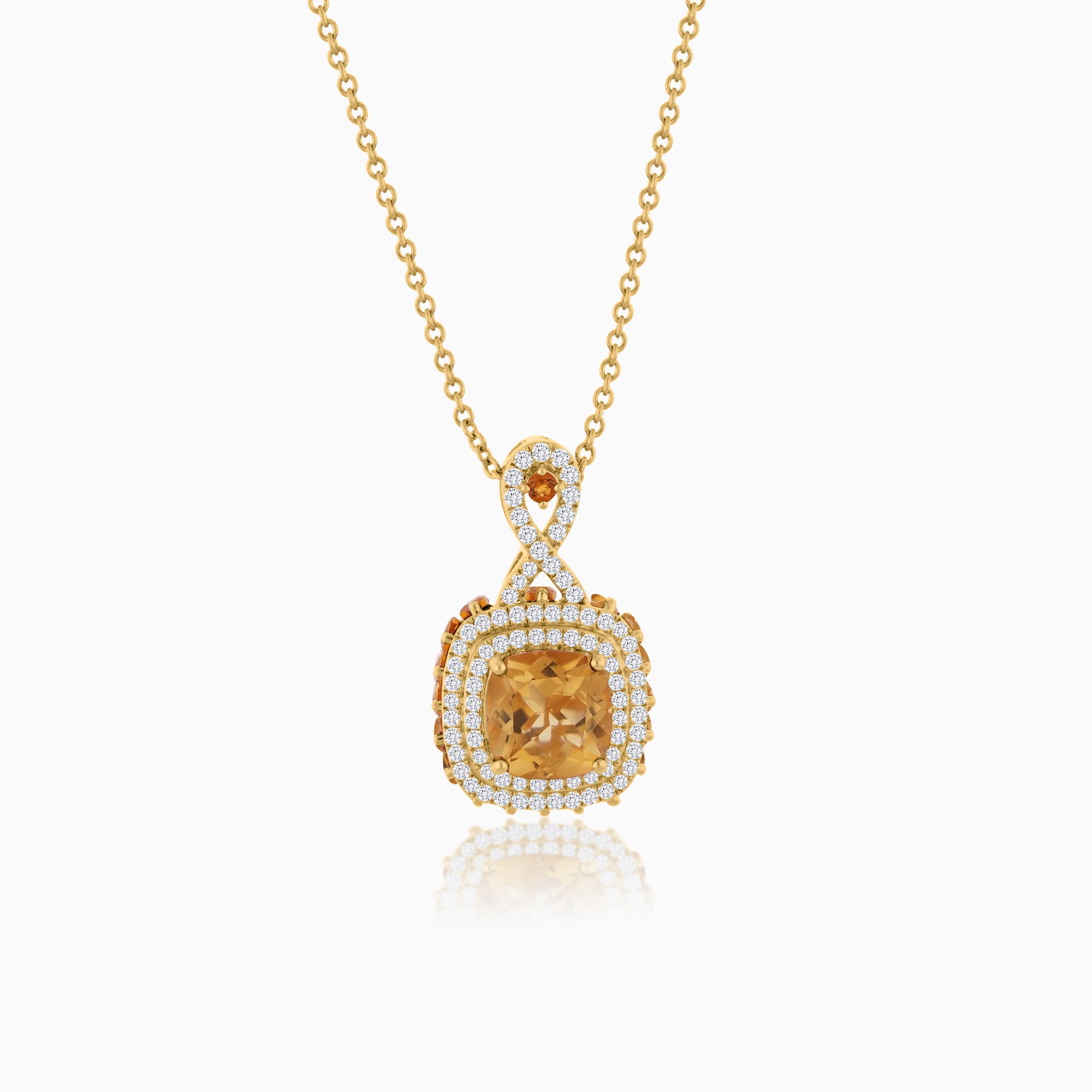Luxury Gold Necklace for Women Citrine Diamonds Jawhara