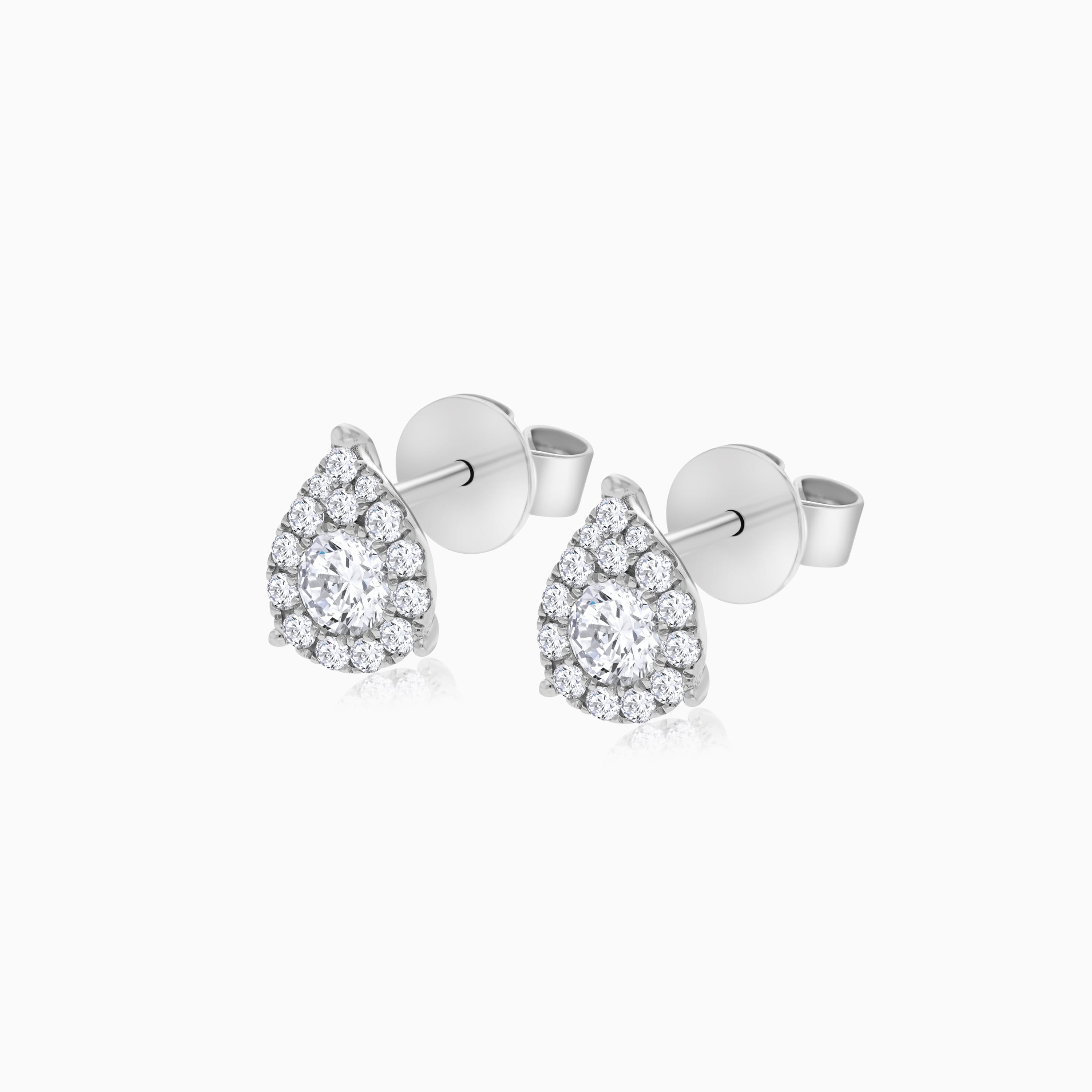 Natural Diamond Earrings 18K White Gold Design Jawhara Jewellery