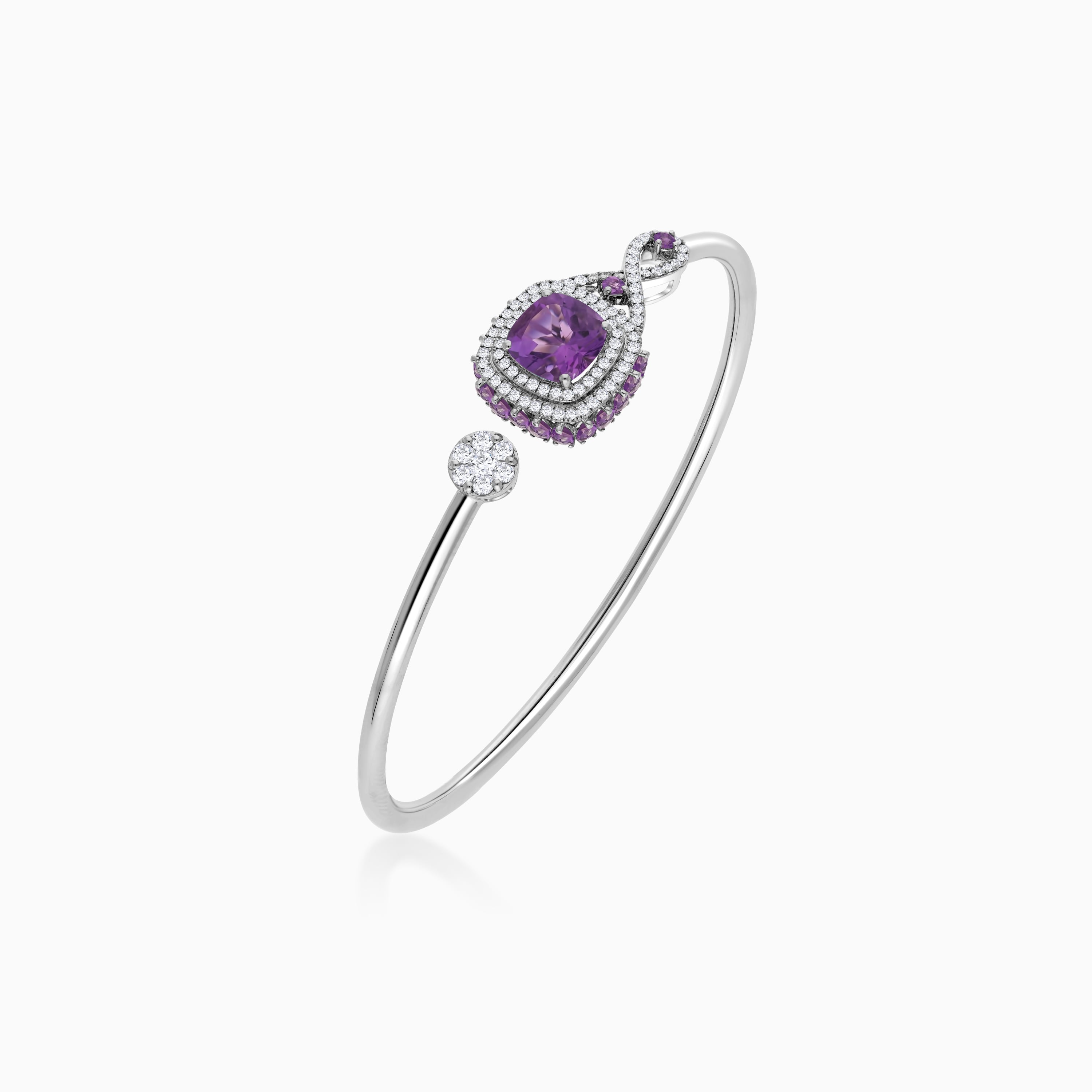 18k White Gold Bangle Diamond Amethyst Jawhara Jewellery