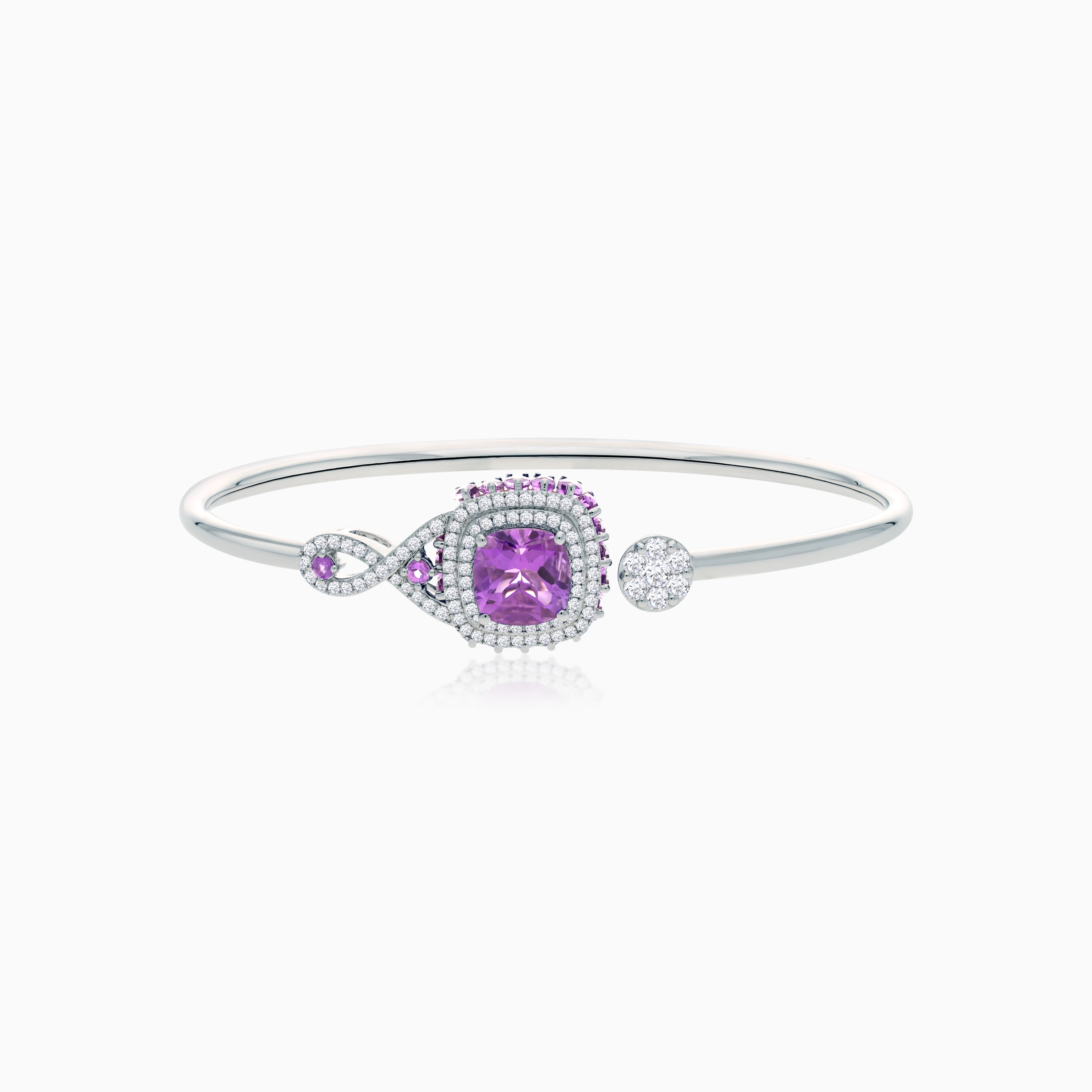 18k White Gold Bangle Diamond Amethyst Jawhara Jewellery