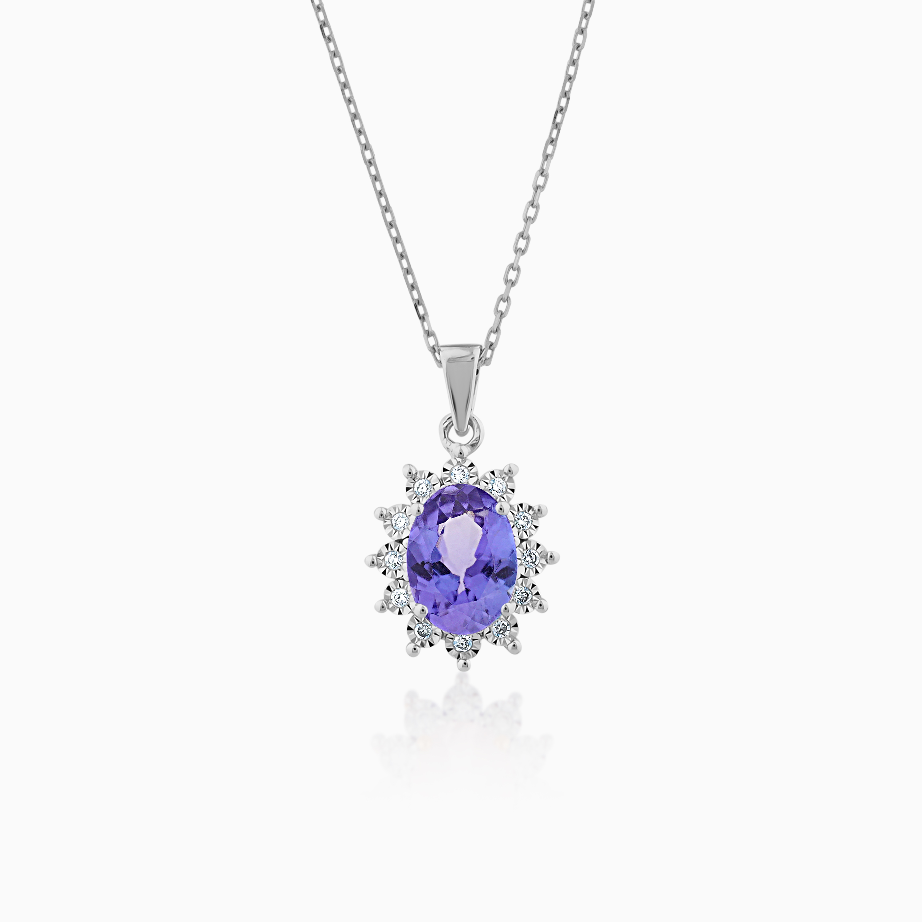 White Gold Amethyst Necklace 18K White Gold Amethyst Necklace
