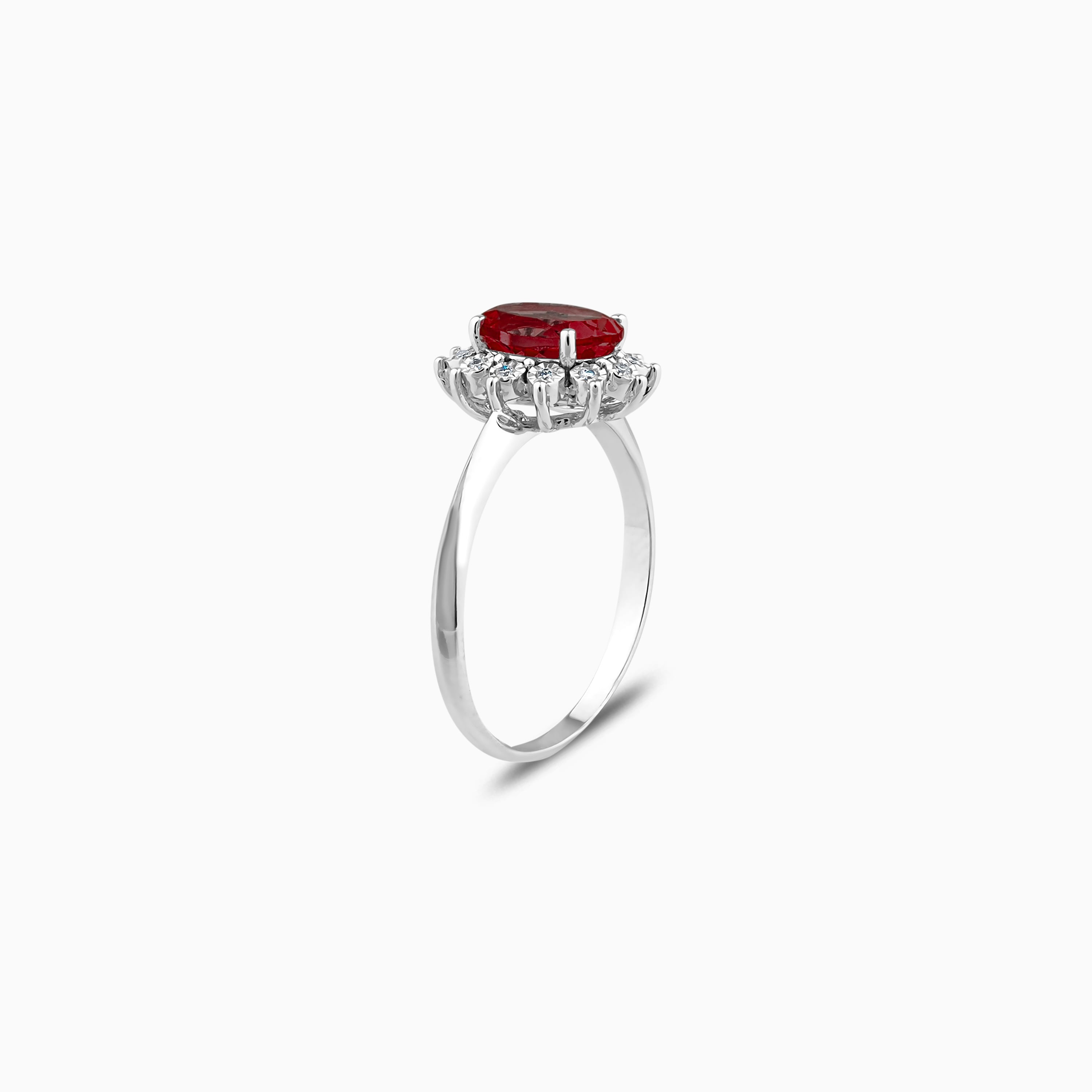 Ruby Diamond Ring White Gold Classic Elegance Jawhara Jewellery