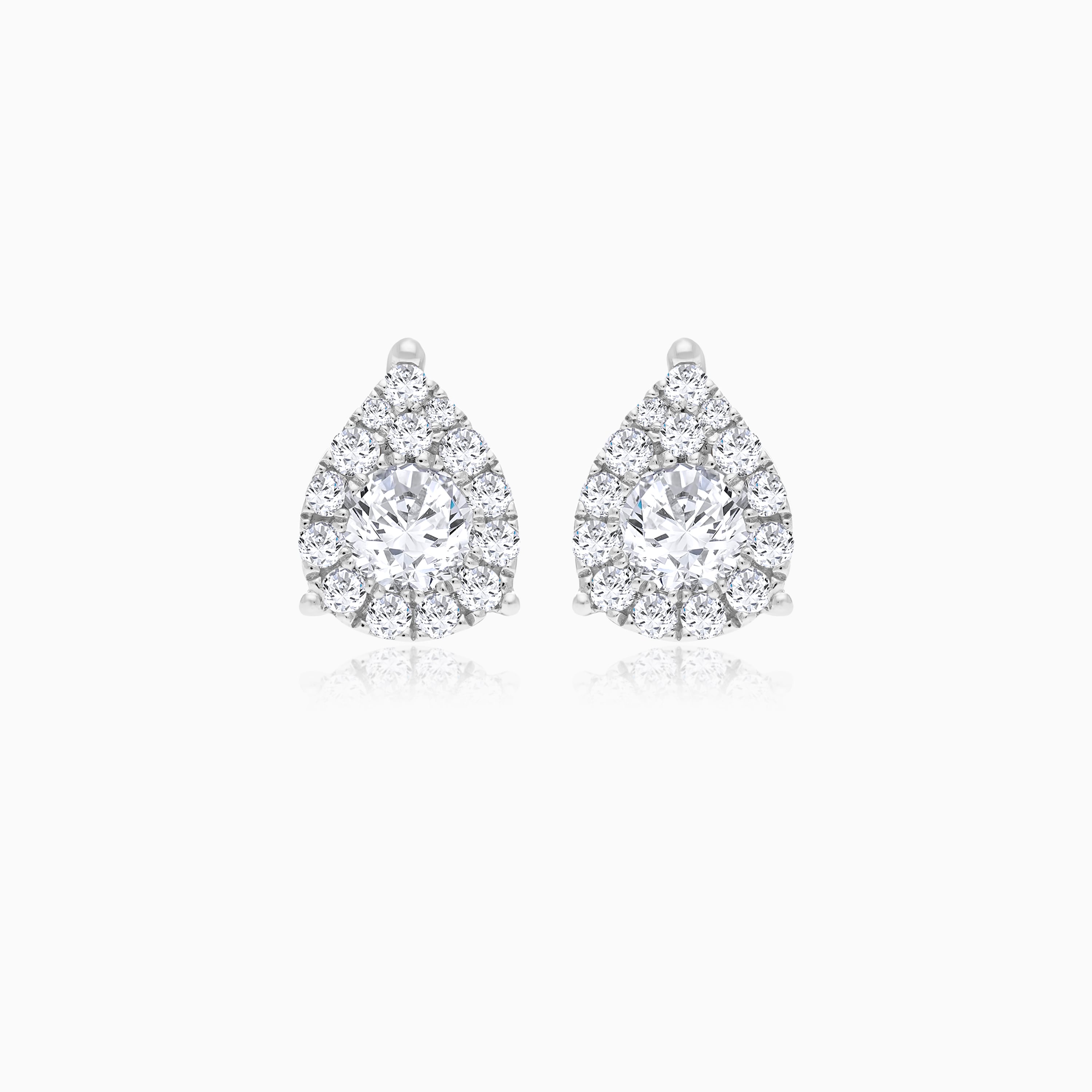 Natural Diamond Earrings 18K White Gold Design Jawhara Jewellery