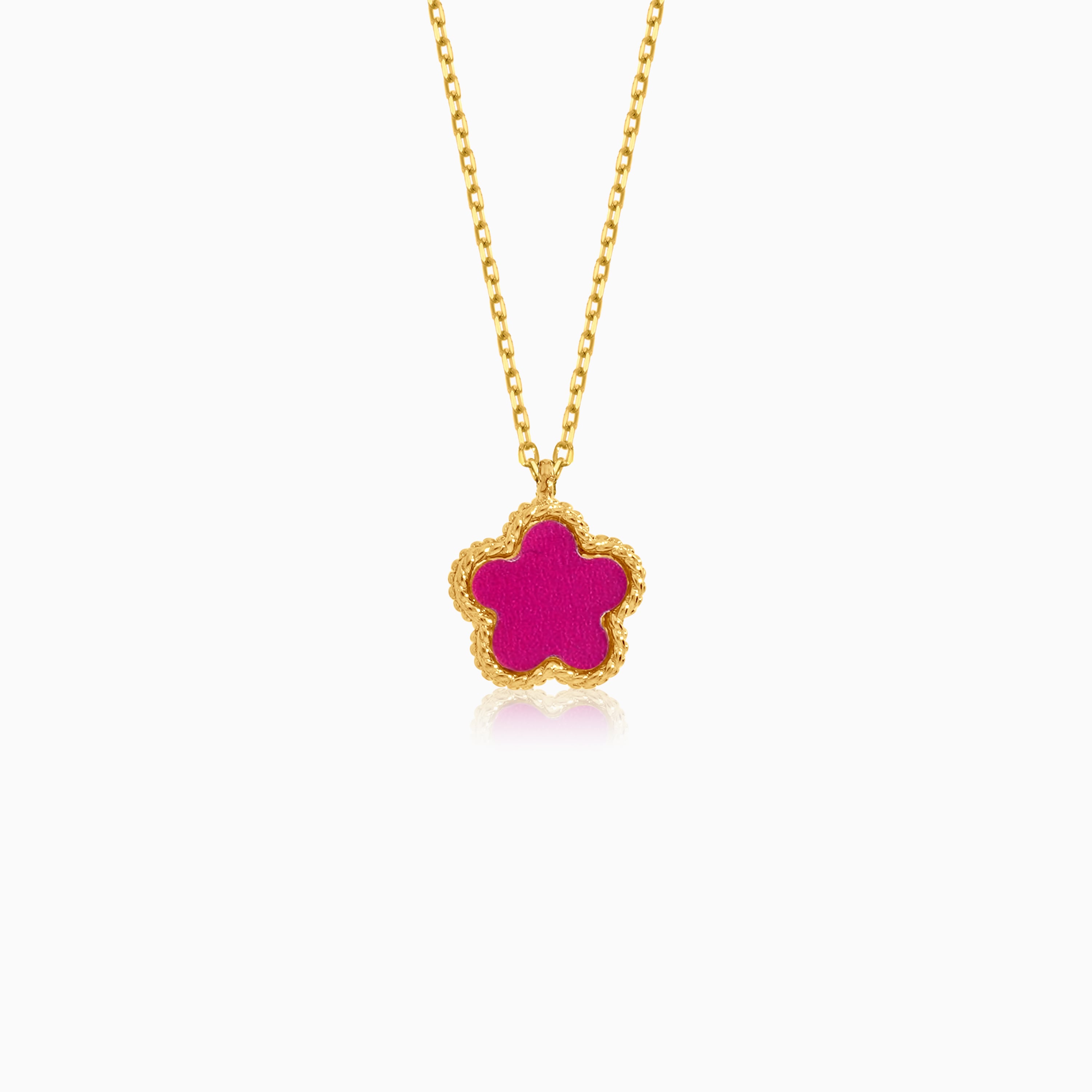 Buy 18k Yellow Gold Necklace – Double Face MOP Pink Flower